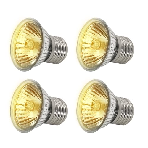 4 Pack UVA Infrared Reptile Heat Bulbs, Warm Light, 50W | Turtle Heat Lamp, For Reptile and Amphibian Tanks, Terrariums and Cages, Night Red Heat Lamp for Chickens Coop Brooder - color: Warm Light, size: 50 Watts
