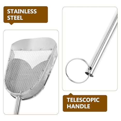 Toyvian Stainless Steel Poop Scooper Adjustable Handle for Chicken Coop Bird Cage Cleaning Reptile Litter Small Pet Yard Waste Removal