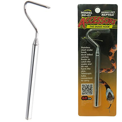 Portable Mini Snake Hook Collapsible Stainless Steel Snake Tongs and Reptile Supplies Hook Retractable Catching Snake Handling Tool 16cm to 68cm
