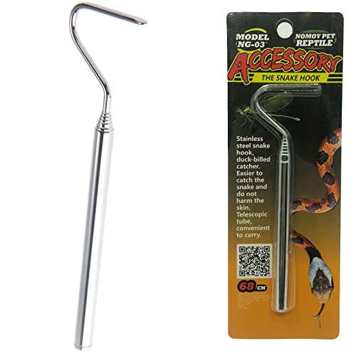 Portable Mini Snake Hook Collapsible Stainless Steel Snake Tongs and Reptile Supplies Hook Retractable Catching Snake Handling Tool 16cm to 68cm