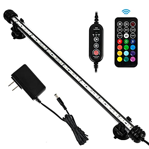 15 Inch Timer Color Fish Tank LED Submersible Aquarium Light with Remote/Small Colored Aquarium LED Tank Lights Fixture for Underwater Decorations, Saltwater Freshwater Glow Light for Aquarium