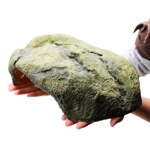 Reptile Simulation Rock Cave Hideouts, Large Resin Reptile Hides and Caves, Aquarium Terrarium Habitat Decor, Suitable for Lizard Bearded Dragon Turtle Snake Hermit Crab 12 × 10 × 5 Inches