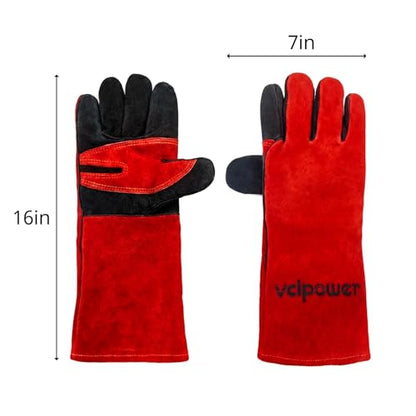 vclpower Animal Handling Gloves Size XL Fit for Men & Large Hands Bite Proof Double Leather Reinforced Padding Dog,Cat Scratch,Bird Handling Falconry Gloves Grabbing Reptile Squirrel Snake Bite 16in | Size XL Fit for Men & Large Hands - size: XL