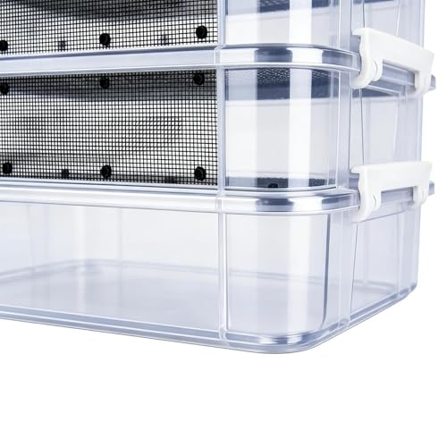 Mealworm Breeding Kit - Aluminum, Waterproof Clear Mesh Habitat, Four Layer Farm Container | Reuseable Breeding System with Zipper Handle, Indoor Outdoor Habitat for Birds, Reptiles