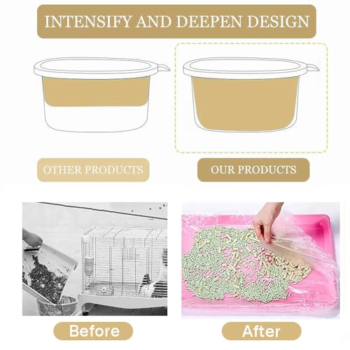 Ouliget Disposable Rabbit Cage Liner Bag with Elastic,Portable Large Size Pet Litter Box Tidy Bags,Small Animal Universal Toilet Film for Bird Hamster Cat Hedgehog,50 Pieces