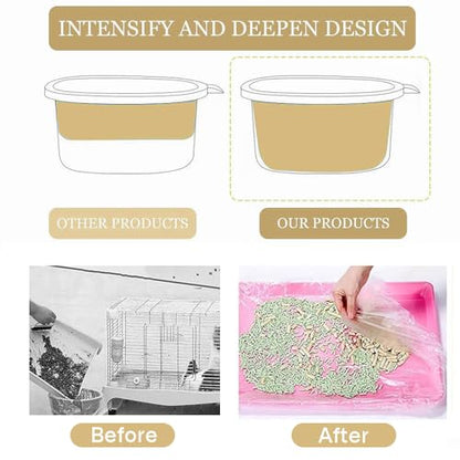Ouliget Disposable Rabbit Cage Liner Bag with Elastic,Portable Large Size Pet Litter Box Tidy Bags,Small Animal Universal Toilet Film for Bird Hamster Cat Hedgehog,50 Pieces