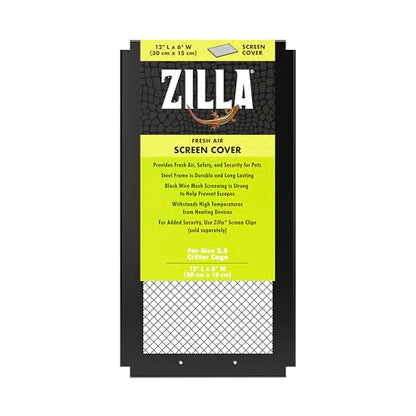 Zilla Fresh Air Screen Cover, Secure and Durable Metal Mesh Cover for Reptile Terrariums, 12 x 6 Inches - size: 12" x 6"