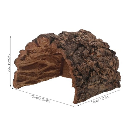 Reptile Hide Cave - Natural Cork Bark Lizard Hideout - Arched Tree Bark Tunnel for Gecko Turtle Snake Hermit Crab Climbing and Resting 6x7'' - size: 18.00X15.50X12.00CM