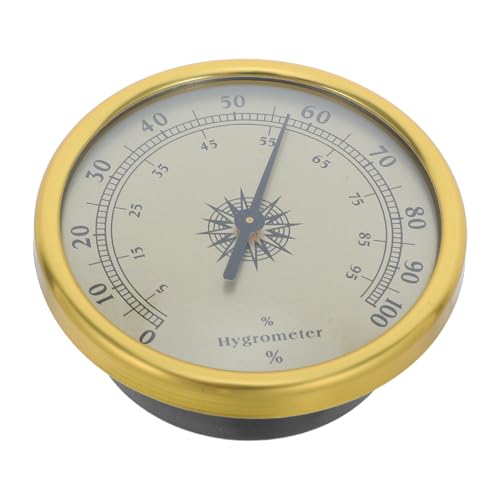 BESPORTBLE Gold Hygrometer Thermometer with 2% Rh Resolution and 2.5 Accuracy Level, No Battery Required, Stainless Steel and Glass Material, for Surface Mount in Offices or Reptile