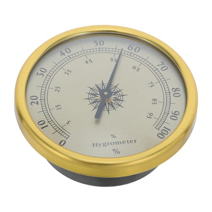 BESPORTBLE Gold Hygrometer Thermometer with 2% Rh Resolution and 2.5 Accuracy Level, No Battery Required, Stainless Steel and Glass Material, for Surface Mount in Offices or Reptile