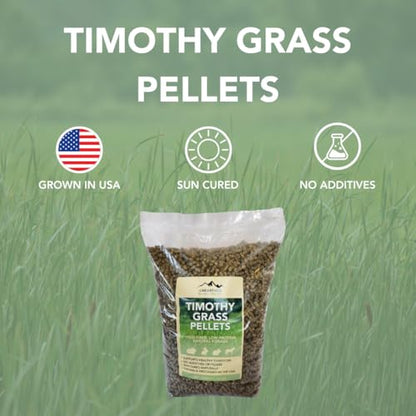 Unearthed Timothy Grass Pellets – 10 lb Bag | 100% Pure Sun‑Cured Forage, No Additives or Fillers | High Fiber, Low Protein Feed for Rabbits, Guinea Pigs, Horses & More | USA Grown