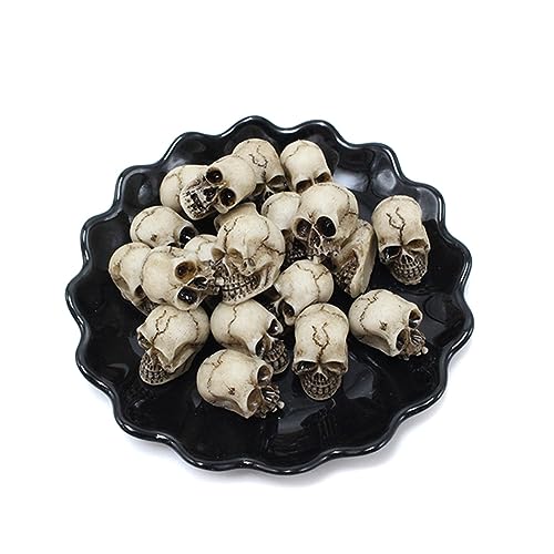 Eforcase 20PCS Miniature Skulls Heads Halloween Figurines Skeleton Skull Statues Ornament Halloween Prank Props Halloween Trick Toy Favors Crafts, Decoration for Desktop, Halloween and Easter