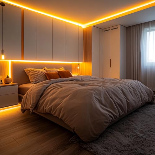 LED Strip Lights 24V COB Gold Yellow Lighting16.4ft (No Power Supply) | Super Bright, Dotless High Density 14W/m, 8mm Width Cuttable Flexible, Home DIY Commercial Decoration - color: Gold Yellow (Only LED Strip)