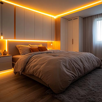 LED Strip Lights 24V COB Gold Yellow Lighting16.4ft (No Power Supply) | Super Bright, Dotless High Density 14W/m, 8mm Width Cuttable Flexible, Home DIY Commercial Decoration - color: Gold Yellow (Only LED Strip)