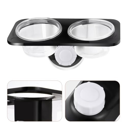 Cabilock Reptile Feeding Bowls with Suction Cups, Double-Compartment Plastic Water and Food Dishes for Lizards and Geckos, Stable Terrarium Feeder Set for Reptile Supplies, 2 Pieces