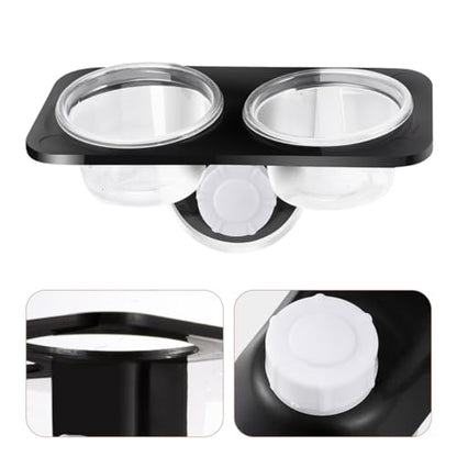 DOITOOL 2pcs Reptile Food and Water Bowls with Double Suction Cups, Black Plastic Feeding Dishes for Terrariums, Aquarium Water Bowls Suitable for Geckos, Turtles, and Small Reptiles