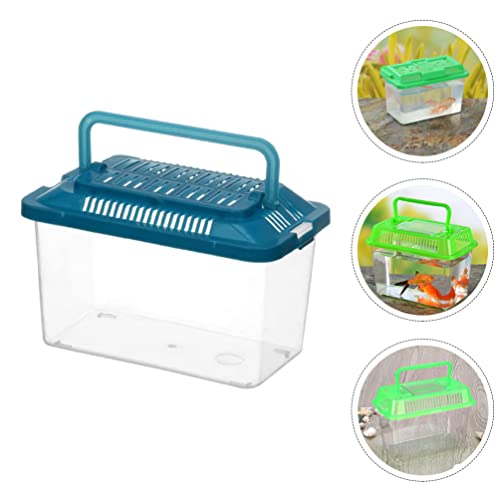 Ipetboom Portable Fish Tank 5.11X3.54X3.54 Inch Handheld Transparent Turtle Box Plastic Aquarium Reptile Carrier Small Pet Hamster Habitat - size: 13x9cm