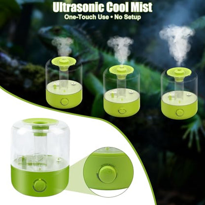 Terrarium Humidifier 2.5L – Top-Fill Ultrasonic Reptile Mister System, Adjustable Cool-Mist Fogger with Quiet Auto Shut-Off, Single/Dual Hose Mister for Reptile Tank & Vivariums