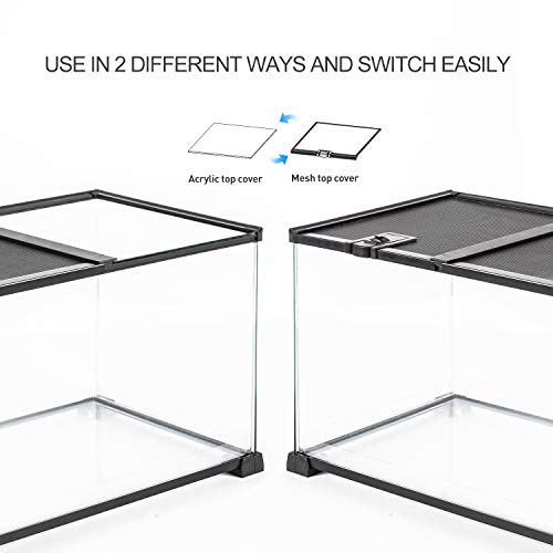 REPTI ZOO 20 Gallon Reptile Glass Terrarium Easy Clean Tank 30" x 12" x 12" Dual Top Sliding Top Cover for Reptile Snake Hamster Hedgehog Small Animals (Knock-Down)