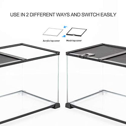 REPTI ZOO 20 Gallon Reptile Glass Terrarium Easy Clean Tank 30" x 12" x 12" Dual Top Sliding Top Cover for Reptile Snake Hamster Hedgehog Small Animals (Knock-Down)