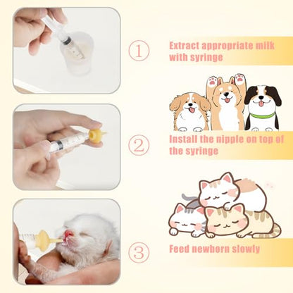 Mini Pet Feeding Bottle and Syringes with Nipples for Small Cat Dog Animals (Model 4) - size: model4