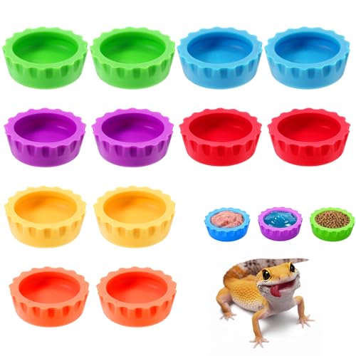 12 Pcs Gecko Food Dish Silicone Reptile Bowl Crested Gecko Food and Water Bowl Reusable Reptile Feeding Cups Gecko-Tank Accessories for Hermit Crab,Turtle,Snake and Lizard