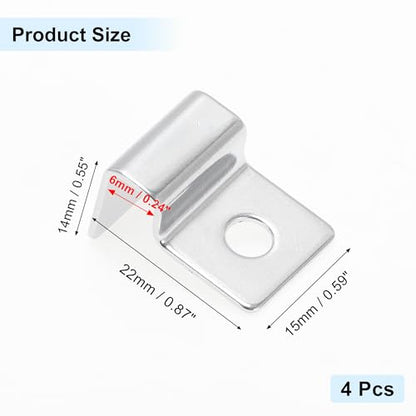 4 Pcs Aquarium Lid Clips, 6mm Aquarium Cover Support Clamps, Aquarium Cover Holder Lid, Stainless Steel Aquarium Tank Cover Clamps Set, Silver Tone