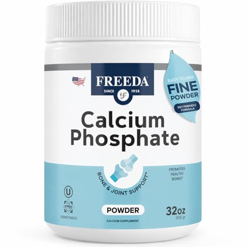 Freeda Calcium Phosphate Powder – Kosher Mineral Supplement for Bone & Joint Health in Men, Women, Dogs & Cats – Bone Strength Powder with Calcium and Phosphorus – No Vitamin D – Made in USA (32 oz) - size: 32 Ounce (Pack of 1)