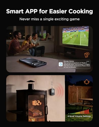 Govee Bluetooth Meat Thermometer, Wireless Meat Thermometer for Smoker Oven, Digital Grill Thermometer with 2 Probes, Timer Mode, Smart LCD Backlight BBQ Thermometer for Cooking Turkey Fish Beef