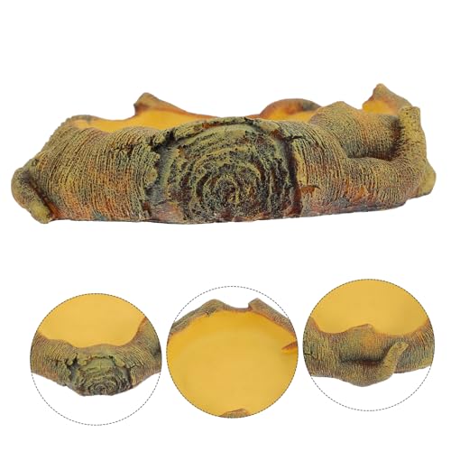 VANZACK Bearded Dragon Water Dish Reptile Feeding Bowl Imitation Wood Grain Basin Lizard Drinking Tray