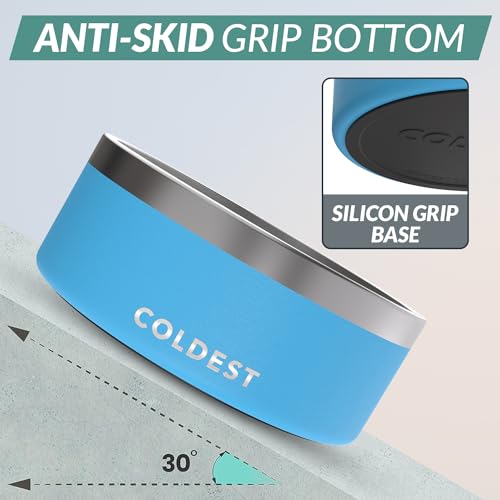 Coldest Dog Bowl - Anti Rust Metal, Non Slip, 3 Layers Insulated Stainless Steel Dog Bowls - Spill Proof & Heavy Duty - Water Bowl for Dogs, Cats & Pets, Dish Washer Safe (100 oz, Celestial Blue) - color: Celestial Blue, size: 100 oz