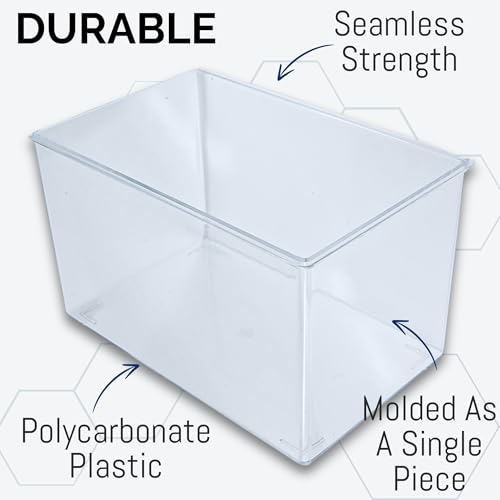 Eisco Labs - Aquarium Tank - Large 1.75 Gallon Molded Plastic Terrarium, Clear Polycarbonate Fish Tank or Insect Habitat with UV Protectant - 10.25" x 6.5" x 6.25"