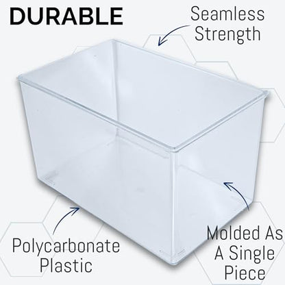 Eisco Labs - Aquarium Tank - Large 1.75 Gallon Molded Plastic Terrarium, Clear Polycarbonate Fish Tank or Insect Habitat with UV Protectant - 10.25" x 6.5" x 6.25"