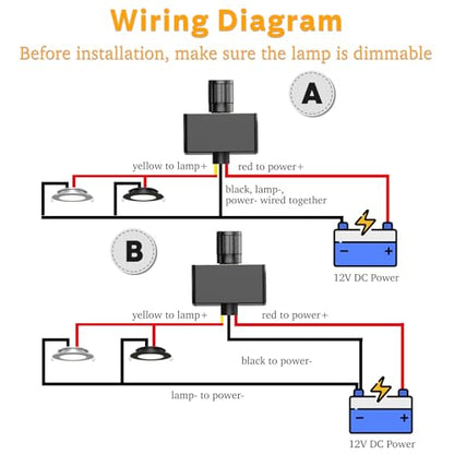 12 Volt PWM LED Dimmer Switch 15A 180W, Push On/Off, Rotary Knob Dimming,12V/24V Light Dimmer for RV Boat Truck Camper Van Trailer Light Fixture, LED Strip Lights (High Side, Silver Panel) - color: High Side, Silver Panel