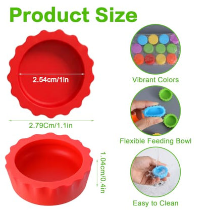 12 Pack Pangea Crested Gecko Food Dish, Reusable Small Reptile Feeding Dish, Water Bowl Gecko Tank Accessories for Hermit Crab Tarantula Isopods Snails Lizard(Silicone, 6 Colors)