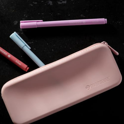 DIVERSEBEE Soft Silicone Pencil Case, Aesthetic Pencil Pouch with Zipper, Cute Pen Bag for School, Bible Journaling Supplies and Accessories, Pencil Organizer (Cherry) - color: Cherry