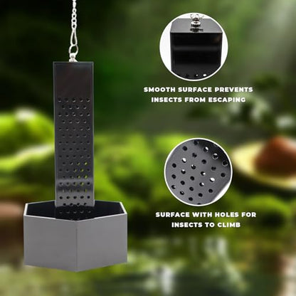 Chameleon Feeding Bowl, Hanging Black Acrylic Bearded Dragon Feeder with Column for Insects to Climb, Reptile Tank Aquarium Accessories for Lizard Lguana Gecko Toad Frog - color: Black