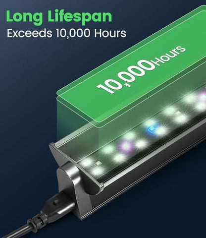 12W T5 UVB LED Reptile Light – High Output UVA UVB Light for Bearded Dragon, T5 10.0 UVB Reptile Light Fixture (19.6") - size: 19.6"