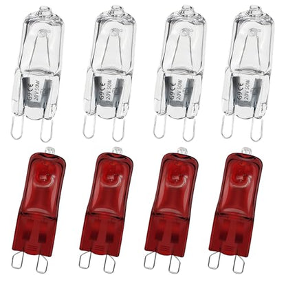 8 PCS G9 Halogen Bulb, Mini Halogen Bulb 50W, Reptile Heat Lamp for Bearded Dragon Gecko Turtle Lizard