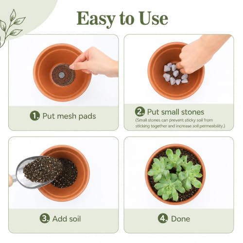 200 Pcs Plant Pots Hole Mesh Pad Round Potting Mat Flower Pot Bonsai | Mesh Bonsai, Bottom Grid Mat Screen Cover Pad, Substrate Barrier Meshes, for Plant Terrarium Potting Mats, Prevent Soil Loss