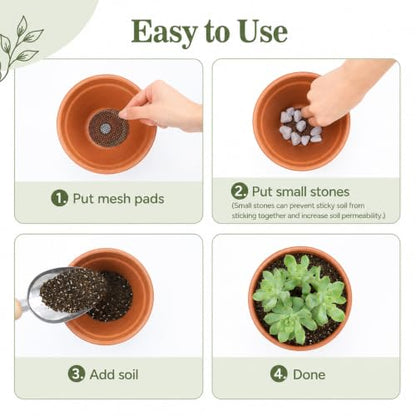 200 Pcs Plant Pots Hole Mesh Pad Round Potting Mat Flower Pot Bonsai | Mesh Bonsai, Bottom Grid Mat Screen Cover Pad, Substrate Barrier Meshes, for Plant Terrarium Potting Mats, Prevent Soil Loss