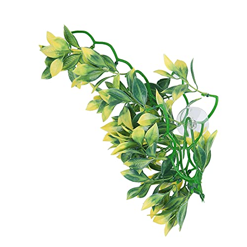 Artificial Reptile Plants Lifelike Plastic Plant Hanging Leaves Decoration with Suction Cup for Reptile Terrarium Fish Tank (T-153E2) - size: T-153E2
