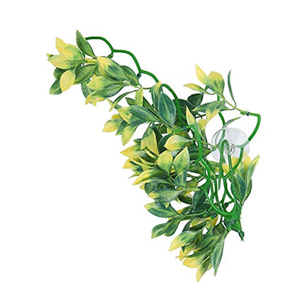 Artificial Reptile Plants Lifelike Plastic Plant Hanging Leaves Decoration with Suction Cup for Reptile Terrarium Fish Tank (T-153E2) - size: T-153E2