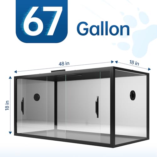 67 Gallon Bearded Dragon Tank,48" x 18" x 18" Reptile Terrarium Tank with Sliding Door Top and Screen Ventilation, Front Opening Reptile Enclosure for Lizard, Snake