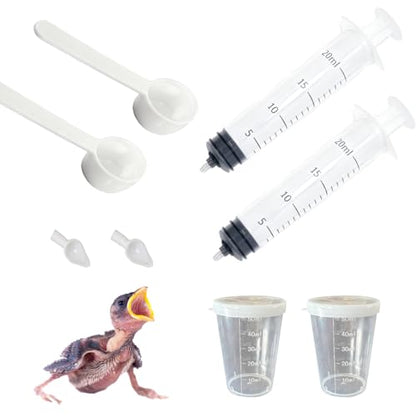 8 PCS Small Pet Feeding Syringe Sets, Baby Bird Feeding Syringe for Cats, Dogs Other Small Animal (Syringes, Milk Container, Spoons and Powder Spoons)