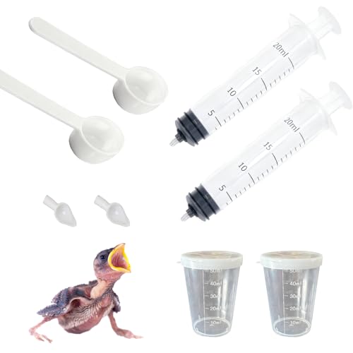 8 PCS Small Pet Feeding Syringe Sets, Baby Bird Feeding Syringe for Cats, Dogs Other Small Animal (Syringes, Milk Container, Spoons and Powder Spoons)