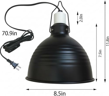 8.5 Inch Reptile Light Fixture,High Reflective Aluminum Shade, Ceramic E26 Socket with Independent Switch, Supports Up to 150W UVB/UVA/Basking Bulbs for Bearded Dragons, Turtles, Lizards & Terrariums - size: 8.5Inch
