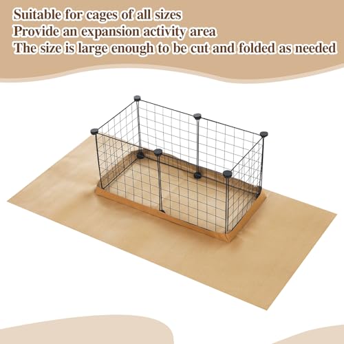 AmazingSpark 12 Pcs 49.2" x 25.6" Disposable Guinea Pig Cage Liners 4 x 2 ft Cage Disposable Bottom Waterproof Kraft Paper Liner Bag for Guinea Pigs Bedding Small Animal Pet Supplies