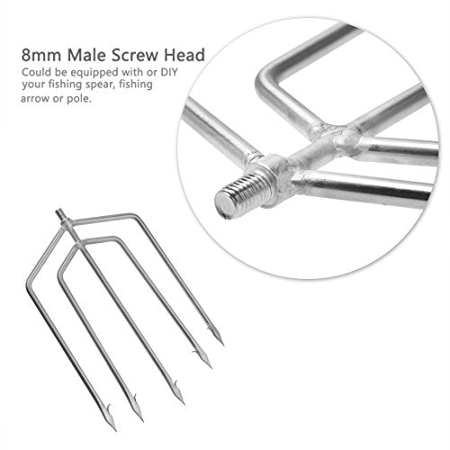 Cyfie 5/7 Prong Fishing Harpoon, Stainless Steel Gig Gaff Hook with 8mm Screw, Harpoon Hook for Hunting Fish Flounder Frog Gig in Pond River Lake, Capable for Fishing Gaff Gig Pole - color: 5 Prong with 8mm screw