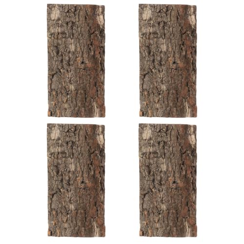 HOMSFOU Cork Tile Terrarium Background 4Pcs Reptile Bark Backdrop Decor 3D Bearded Dragon Tank Climbing Mat Carpet Decoration for Spider Gecko Lizard Bearded Dragon